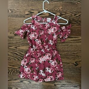 NWT girls floral cold shoulder romper jumper shorts 8